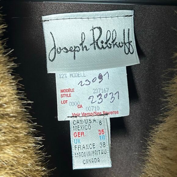 Joseph Ribkoff Bronze Metallic Knit Faix Fur Collar Cardigan Sweater Womens 8 - Picture 7 of 7